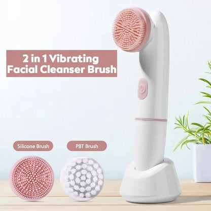 VibrantGlow Facial Brush waterproof silicone deep cleansing tool with adjustable speeds and ergonomic handle