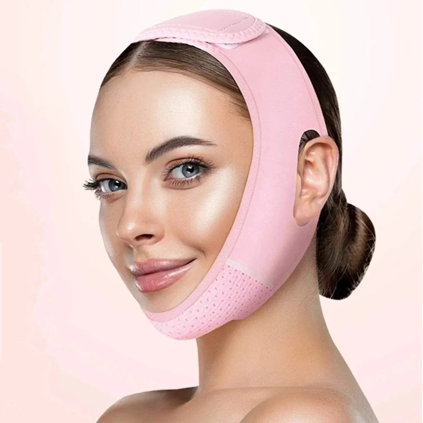 Adjustable breathable V-Line Lifting Face Strap for chin and cheek shaping with gentle massage for facial contouring.