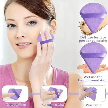 12pcs Purple Makeup Puff Collection with large, medium, and small soft flocked puffs for versatile makeup application