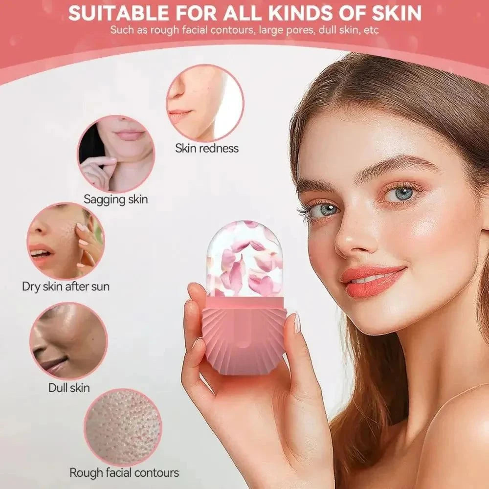 Silicone Cube Facial Ice Roller reusable cube-shaped skincare tool reducing puffiness and refreshing face